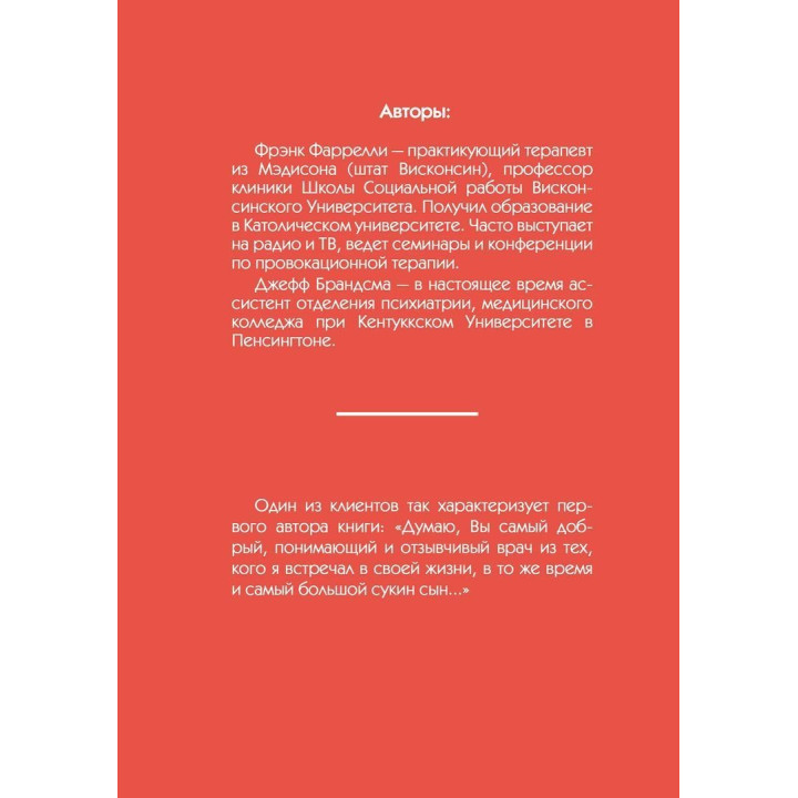 Провокационная терапия. Фрэнк Фаррелли, Джеффри Брандсма